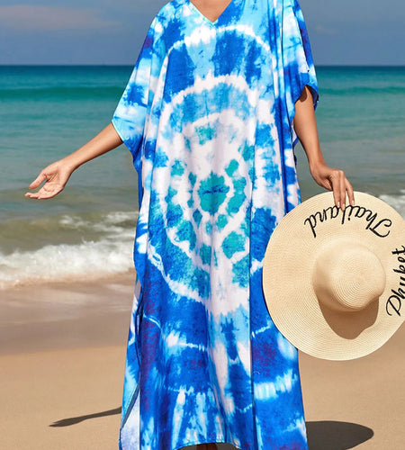 Colorful Kaftan Tunic Beach Cover Up Cover-ups Beach Dress Beach Wear Beachwear Loose Maxi Dress Female Women V4428