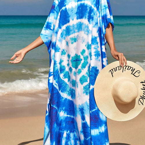 Load image into Gallery viewer, Colorful Kaftan Tunic Beach Cover Up Cover-ups Beach Dress Beach Wear Beachwear Loose Maxi Dress Female Women V4428
