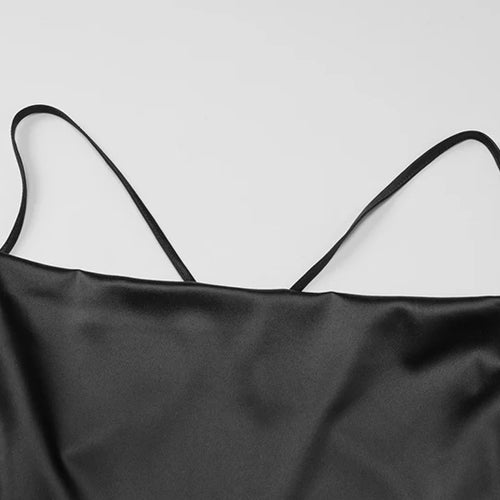 Load image into Gallery viewer, Spaghetti Strap Backless Sexy Maxi Dress Women Gown Black Satin Slipdress Sleeveless High Waist Club Party Long Dress
