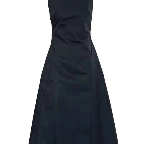 Load image into Gallery viewer, Women Black Pleated Elegant Pleated Long A-line Dress New Round Neck Sleeveless Fashion Tide Spring Summer 2025 1DH6117
