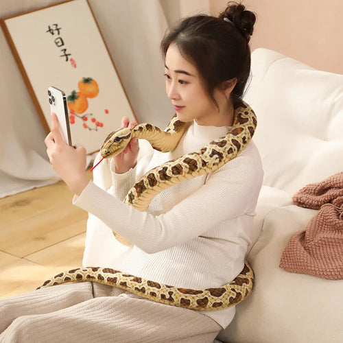 Load image into Gallery viewer, 1pc 200cm Giant Snakes Plush Toy Simulation Long Golden Python Stuffed Snake Plushie Pillow Children Boys Gift Home Decoration
