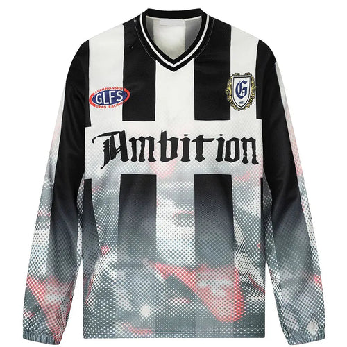 Vintage T-Shirt Y2K Grunge Streetwear Graphic Printed Racing Sport Long Sleeve Tshirt Hip Hop Harajuku Casual Loose V-Neck Shirt