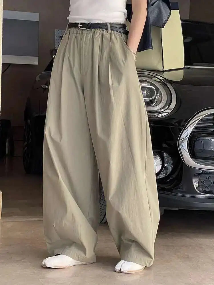 High Elastic Waist White Brief Shaped Long Wide Leg Pants New Trousers Women Fashion Tide Spring Autumn 2025 1DH6470