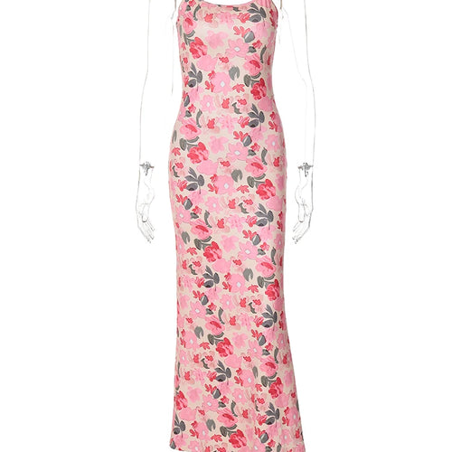 Load image into Gallery viewer, Summer Floral Print Slips Backless Sexy Elegant Slim Maxi Dress Women Fashion Clothings Birthday Beach Vacation Y2K
