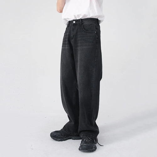 Load image into Gallery viewer, Men&#39;s Jeans New Straight Wide Leg Pants Fashion Summer Vintage Male Trousers Fashion Tide Black-grey Washed 9A5577
