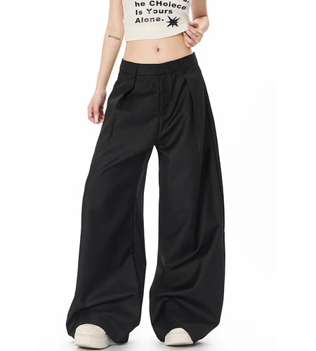 Men's Suit Pants Curved Knife Trendy New American Style Straight Wide Leg Solid Color High Street Male Trousers 9W1925