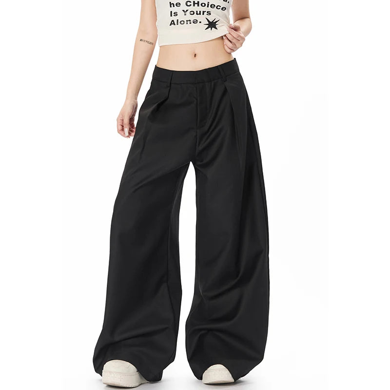 Men's Suit Pants Curved Knife Trendy New American Style Straight Wide Leg Solid Color High Street Male Trousers 9W1925