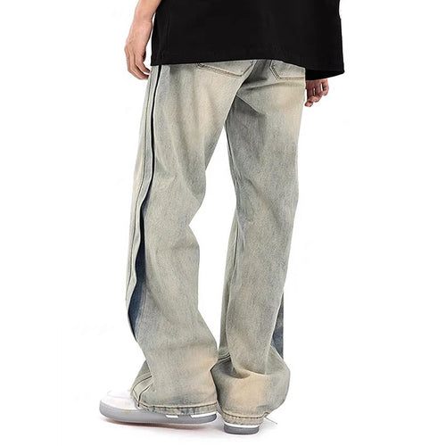 Load image into Gallery viewer, Men&#39;s Jeans New American Summer High Street Washed Denim Trousers Male Straight Loose Patchwork Casual Design 9W1477
