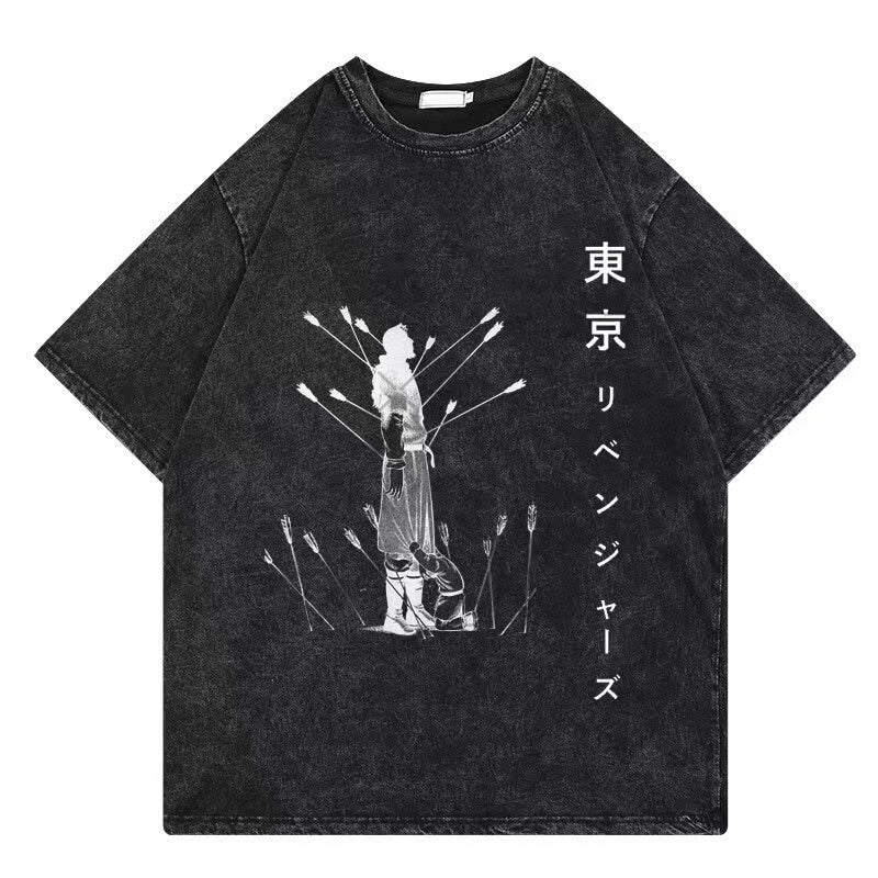 Vintage Washed Tshirts Anime T Shirt Harajuku Oversize Tee Cotton fashion Streetwear unisex top Astronaut 111v1