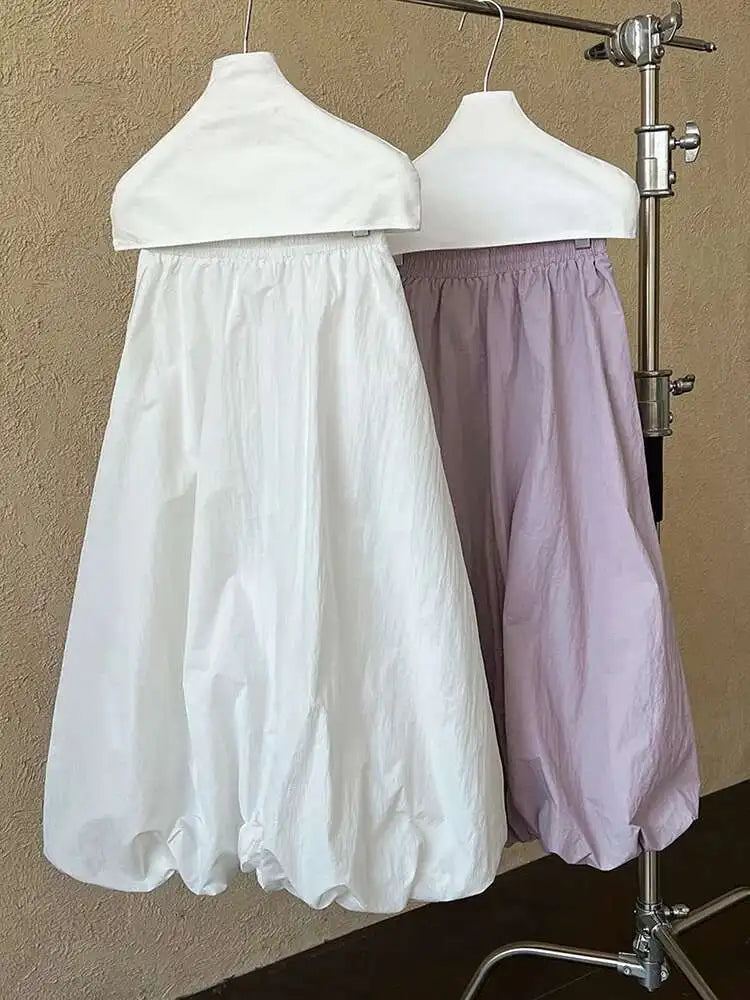 High Elastic Waist White Drawstring Shaped Casual Bud Half-body Skirt Women Fashion Tide New Spring Autumn 2025 1DH9556