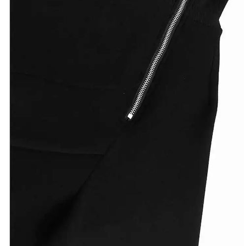 Load image into Gallery viewer, Black Irregular Hem Zipper Sweatshirt New Turtleneck Long Sleeve Women Big Size Fashion Tide Spring Autumn 2025 1DH7190
