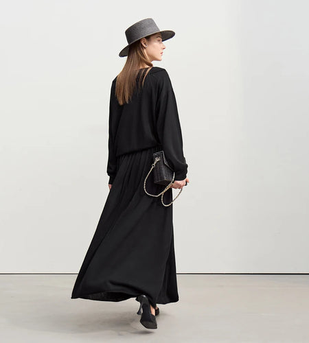 Long Skirt 2026 Spring New Minimalist Wool Knitted Sweater Long A-Line Skirt Casual Solid Women's Long Sleeve Top 12651009