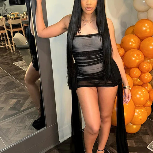 Load image into Gallery viewer, Summer New Sleeveless Bra Strap Short Women Slim Fit Sexy Dress Mesh Spliced Mini Dress Female Party Evening Dress
