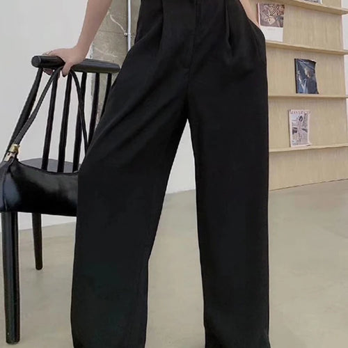 Load image into Gallery viewer, Casual Loose Straight Pants For Women High Waist Solid Full Length Wide Leg Trousers Female Fashion Spring

