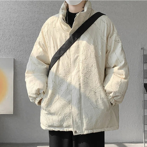 Load image into Gallery viewer, Print Stand Collar Men&#39;s Cotton Coat Zipper Solid Color American Style Thickened Male Padded Jacket Autumn Winter 9C8851
