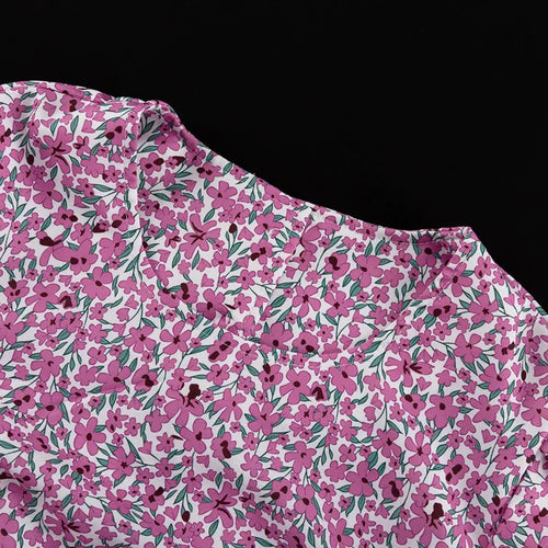 Load image into Gallery viewer, Short Ruffle Sleeve Floral Dress For Women Fashion O Neck High Waist A-line Loose Backless Sexy Mini Dress Elegant
