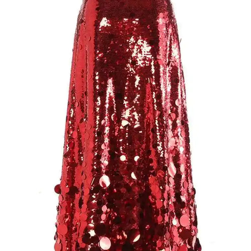 Load image into Gallery viewer, High Waist Red Sequins Shining Elegant A-line Party Half-body Skirt Women Fashion Tide New Spring Autumn 2025  1DH7717
