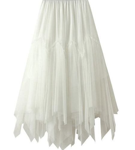 High Elastic Waist Green Irregular Pleated Mesh A-line Half-body Skirt Women Fashion Tide New Spring Autumn 2025 1DJ0436