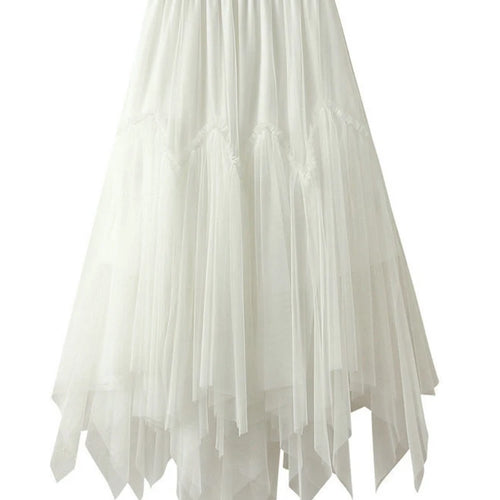 Load image into Gallery viewer, High Elastic Waist Green Irregular Pleated Mesh A-line Half-body Skirt Women Fashion Tide New Spring Autumn 2025 1DJ0436
