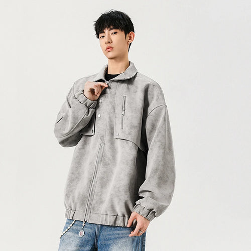 Load image into Gallery viewer, Men&#39;s Jacket New American Design PU Leather Turn-down Collar Mulit Zippers Trendy Male Clothing Spring 2025 9W1392
