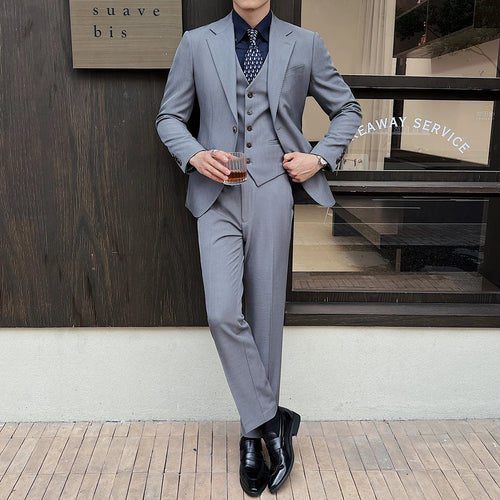 Load image into Gallery viewer, Men's Suit Three-piece New Spring Men's Set Blazer Single Breasted Vest Slim Pants Business Casual Solid Color 9W1573
