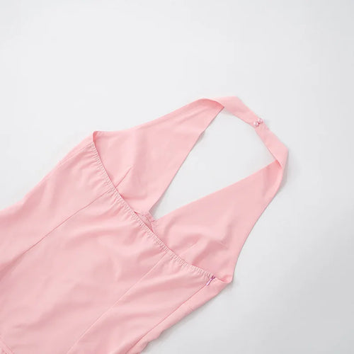 Load image into Gallery viewer, Halter Backless Sexy Mini Dress Women Robe Summer New Lace Patchwork Sleeveless V Neck High Waist Ruffled Dress 2025
