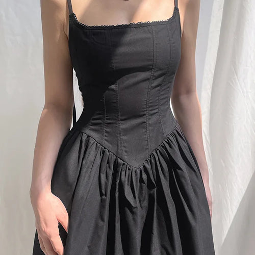 Load image into Gallery viewer, Gothic Grunge Corset Strap Long Dress Summer Lace Patchwork Dark Academia Party Female Dress Maxi Fashion Vintage Y2K
