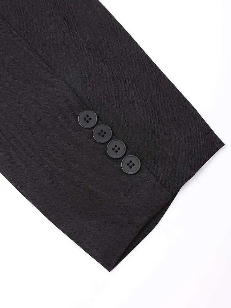 Women Black Irregular Big Size Casual Blazer New Lapel Long Sleeve Loose Fit Jacket Fashion Spring Autumn 2025 CPG0356