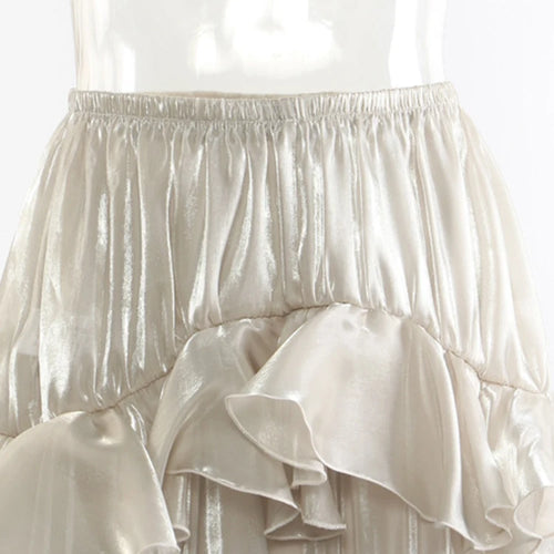Load image into Gallery viewer, High Elastic Waist Champagne Glossy Ruffles Irregular Half-body Skirt Women Fashion Tide New Spring Autumn 2025 1DJ0349

