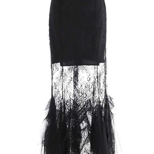 Load image into Gallery viewer, High Waist Black Lace Perspective Embroidery Mermaid Half-body Skirt Women Fashion Tide New Spring Autumn 2025 1DJ0986

