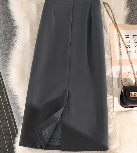 High Waist Zipper Back Split Suit Skirt For Women Spring Autumn 2023 New Solid Pencil Skirts Office Ladies Casual Straight Skirt