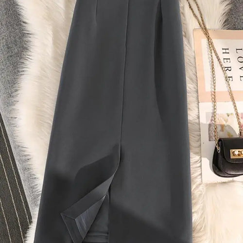 Load image into Gallery viewer, High Waist Zipper Back Split Suit Skirt For Women Spring Autumn 2023 New Solid Pencil Skirts Office Ladies Casual Straight Skirt
