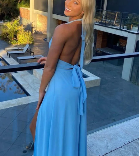 Elegant Sleeveless Open Back High Split Dress Women Slim Lace Up Evening Dress Female Elegance Club Party Vestidos 2024