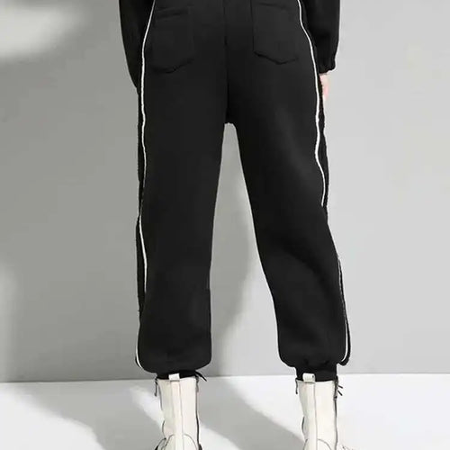 Load image into Gallery viewer, High Elastic Waist Black Drawstring Topstitched Pants New Loose Fit Trousers Women Fashion Tide Spring Autumn 2025 1DF4695
