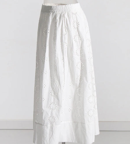 Solid Midi Holloe Out Skirts For Women High Waist A Line Pleated Loose Long Shirt Fashion Style Female Clothing