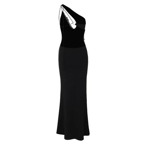 Load image into Gallery viewer, Skew Collar Backless Sexy Mini Dress For Women Gown Black Hollow Out Off-shoulder Sleeveless Bodycon Club Long Dress
