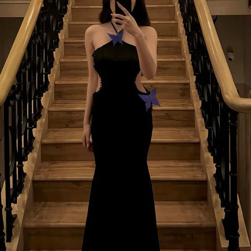 Load image into Gallery viewer, Sexy Sleeveless Hanging Zero Hollow Out  Bow Slim Dress For Women Elegant Bodycon Backless Fishtail 2025 Party Vestidos
