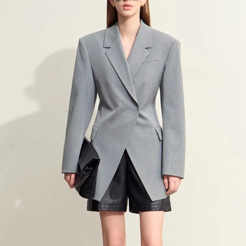 Fall Clothes 2024 Women Blazers Vintage Coat Autumn Western Long Jacket Solid Slim-fit Office Lady Basics Blazer 12443153