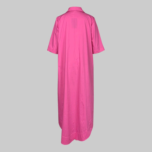 Load image into Gallery viewer, Urban High-low Summer Dress Woman 2025 Cotton V-neck Half Sleeves Simple Birthday Party Midi Dresses for Woman Clothing
