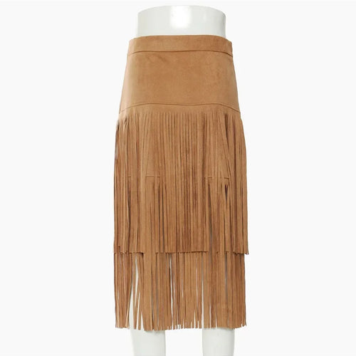 Load image into Gallery viewer, Spliced Tassel Designer Skirts for Women High Waist Chic Slimming Skirt Female Fashion Style Clothes
