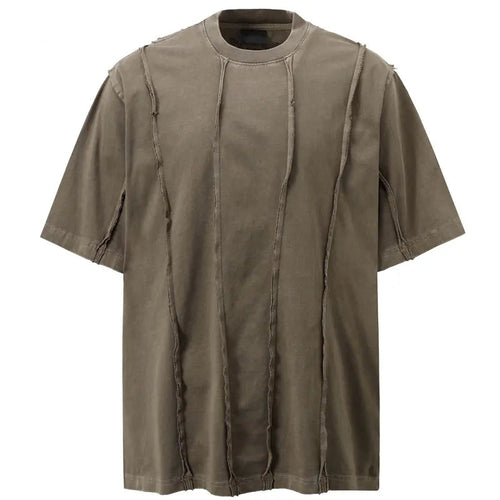 Men Vintage T-Shirt Grunge Y2K Solid Color Patchwork Urban Streetwear Tshirt Hip Hop Punk Gothic Baggy Top Harajuku Casual Tee