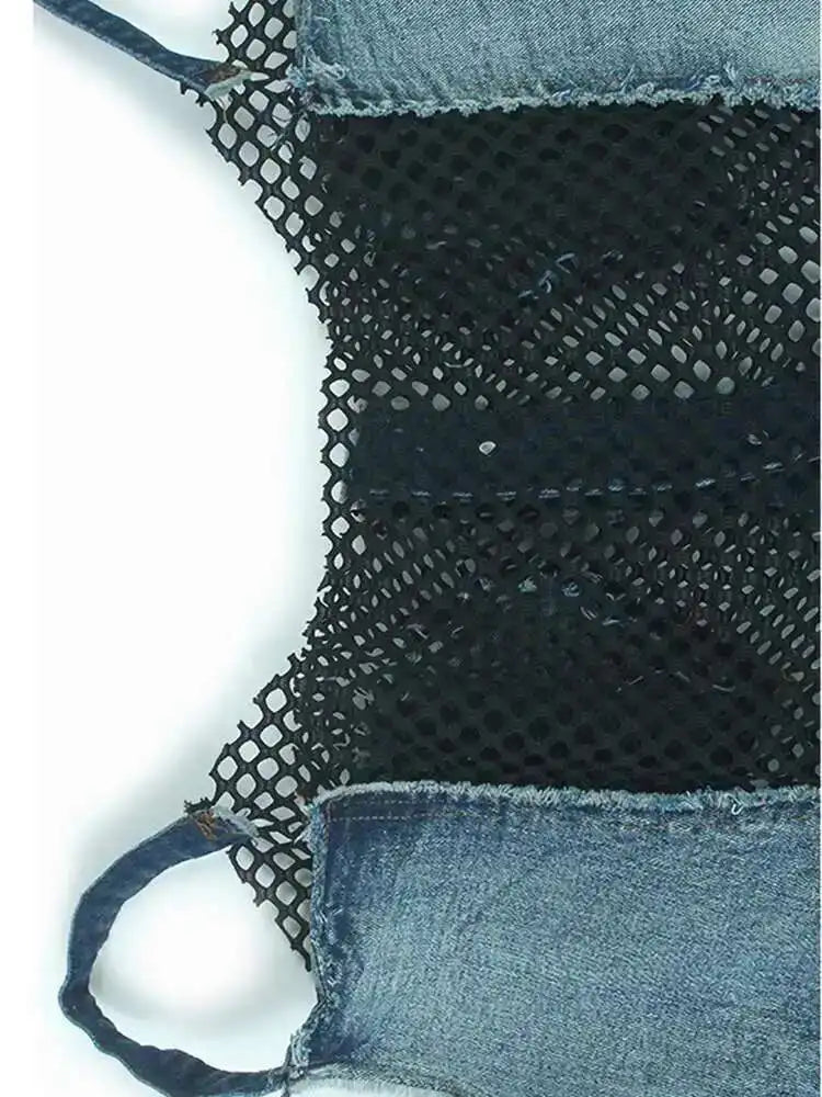 Big Size Denim Vest Wide Leg Pants Two Piece Suit New V-Neck Sleeveless Women Fashion Tide Spring Autumn 20251DH9963