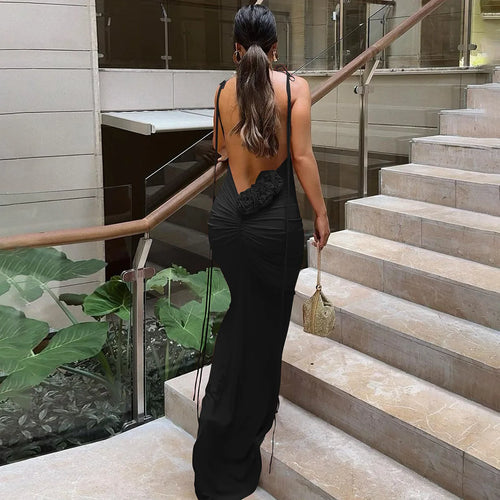 Load image into Gallery viewer, Floral Backless Sexy Maxi Dress Women Fashion Spaghetti Strap Sleeveless Bodycon Club Party Sexy Long Fishtail  Dress
