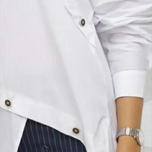 Load image into Gallery viewer, White Women Shirts Blouses Buttoned Asymmetric Split-Front Summer Long Sleeves Casual Shirts Tops for Women
