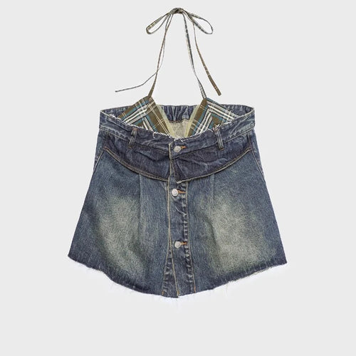 Load image into Gallery viewer, Hit Color Spliced Button Loose Vests For Women Halter Sleeveless Patchwork Flash Vest Female Fashion Style Clothes
