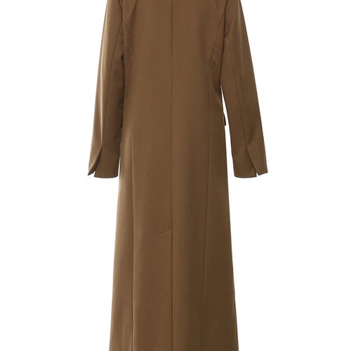 Load image into Gallery viewer, Women Brown Irregular Single Button Long Elegant Blazer New V-neck Long Sleeve Jacket Fashion Spring Autumn 2025 1DH6489
