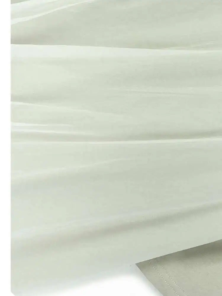 Women Apricot Double Layers Mesh Big Size Casual T-shirt New Round Neck Short Sleeve Fashion Spring Summer 2025 1DH6306