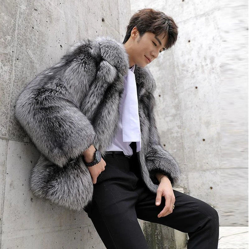 Winter Men's Faux Fur Coat Fashion Casual Thick Warm Outdoor Woolen Cardigan Original Design Trend Male Clothing 21Z1890