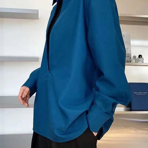 Load image into Gallery viewer, Women White Blue Brief Elegant Big Size Blouse New V-neck Long Sleeve Shirt Fashion Tide Spring Autumn 2025 1DH6648
