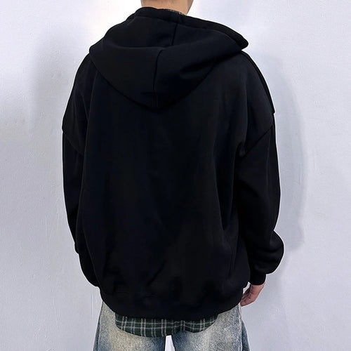 Load image into Gallery viewer, Men&#39;s Sweatshirts New Korean Style Fake Two-piece Patchwork Hoodie Jacket Niche Design Male Zipper Trendy Top 9W1827
